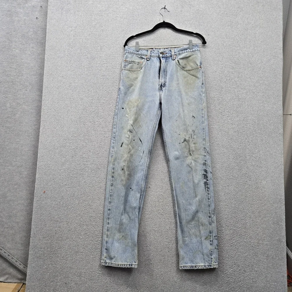 VINTAGE Levi's 505 Men Jeans 31X32 Light Blue Denim Regular Straight READ